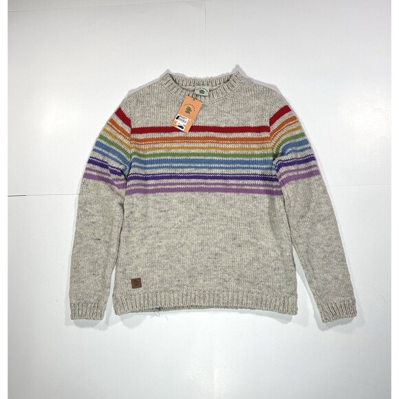 Pachamama Hand Knitted 100% Wool Jumper Sweater Hexham Oatmeal Women Size Small - Picture 1 of 11